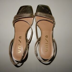 Gold Unisa Heels - Size 7 - Worn Once, Like New Condition